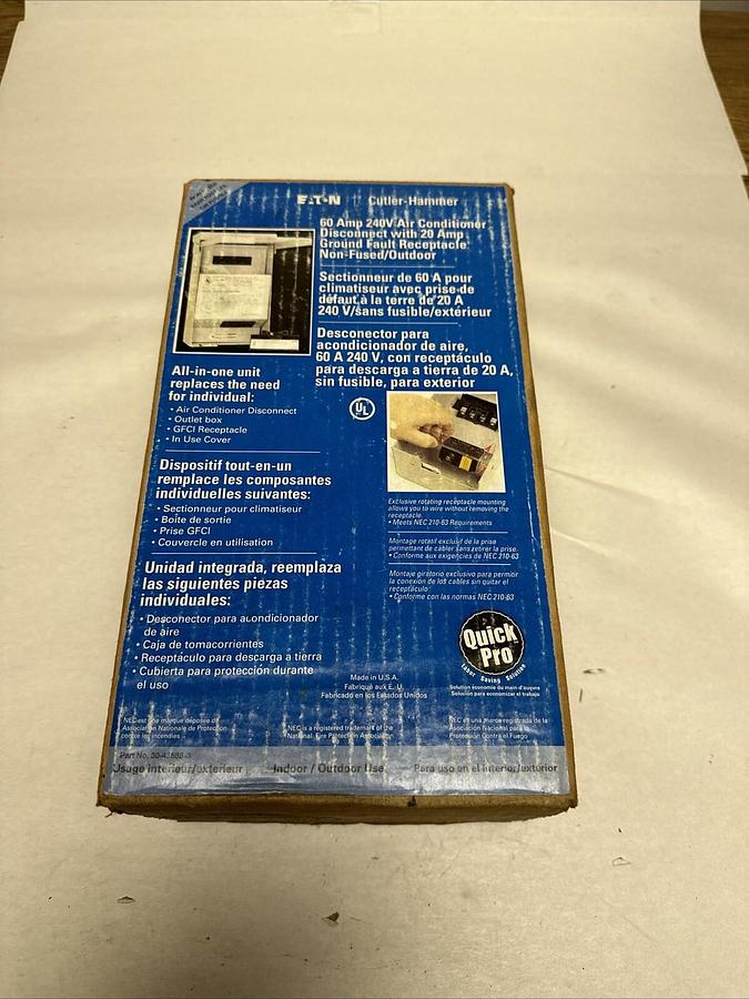 Eaton Cutler Hammer,DPU222RGF20,60 Amp 240V Non Fused Air Conditioner Disconnect