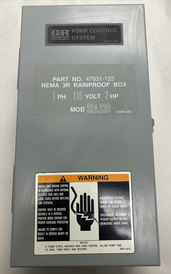 Gorman Rupp,47631-125,Pump Control System 115V 2HP New No Box