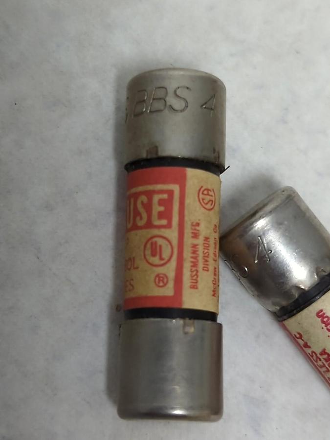 COOPER BUSSMANN,BBS4,MIDGET FUSE 4 AMP LOT OF 2 NOS