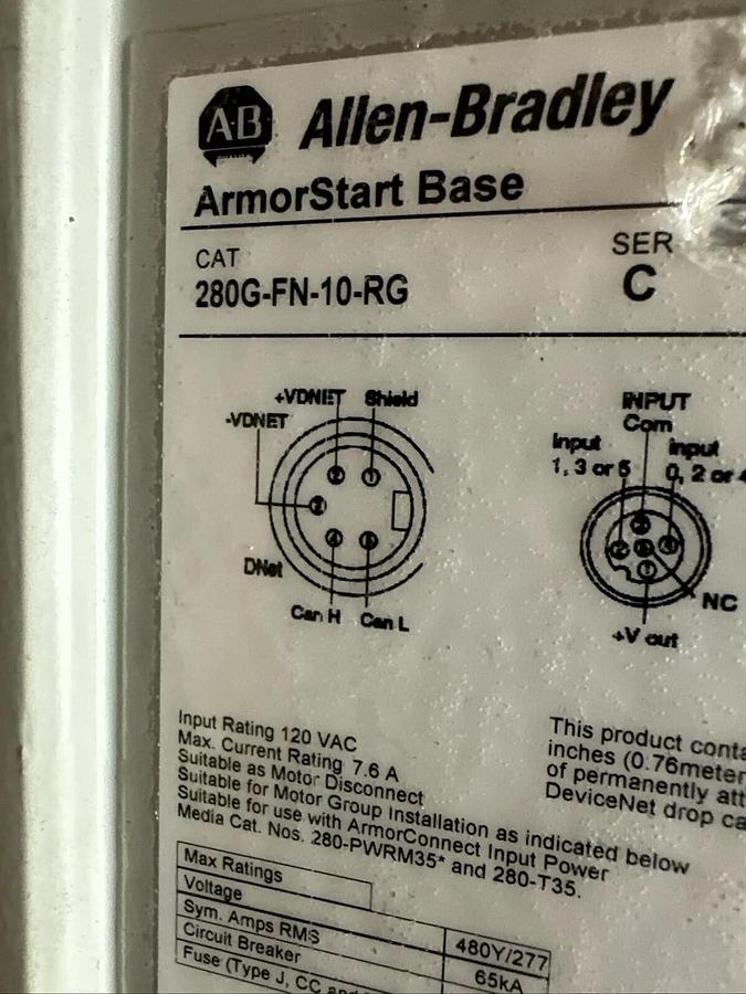 Used Allen Bradley,284G-FVD2P3D-10-RRG-CBG-DB1-EMI,ArmorStart Control Module
