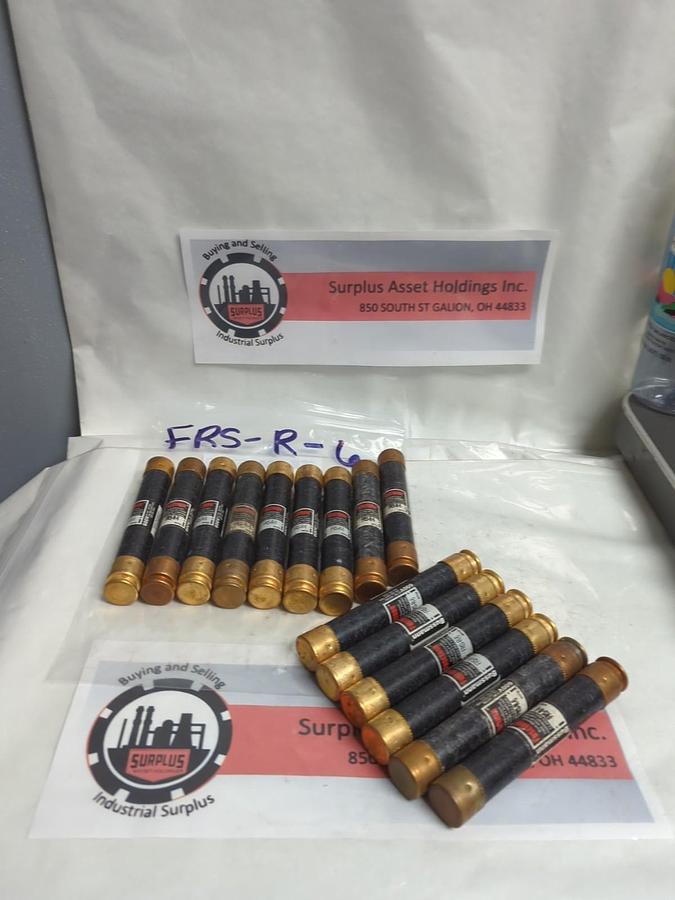 Used COOPER BUSSMANN,FRS-R-6,FUSETRON 6 AMP FUSE LOT OF 15 PRE-OWNED