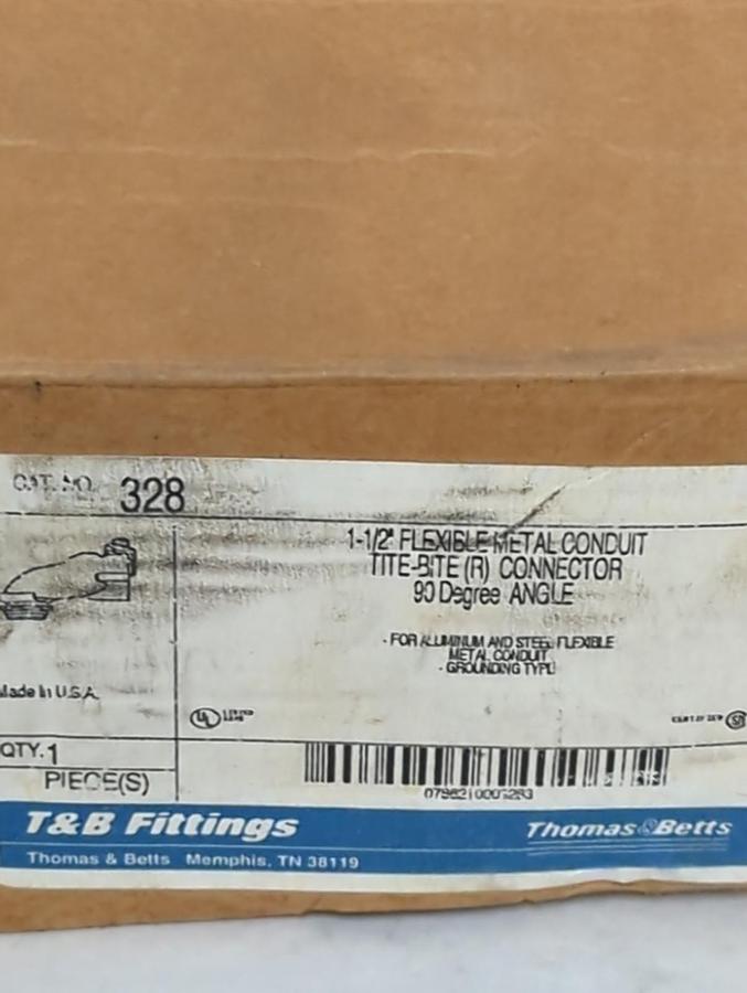 T&B,328,1-1/2 IN FLEXIBLE TITE-BITE CONDUIT CONNECTOR 90° ANGLE NOS
