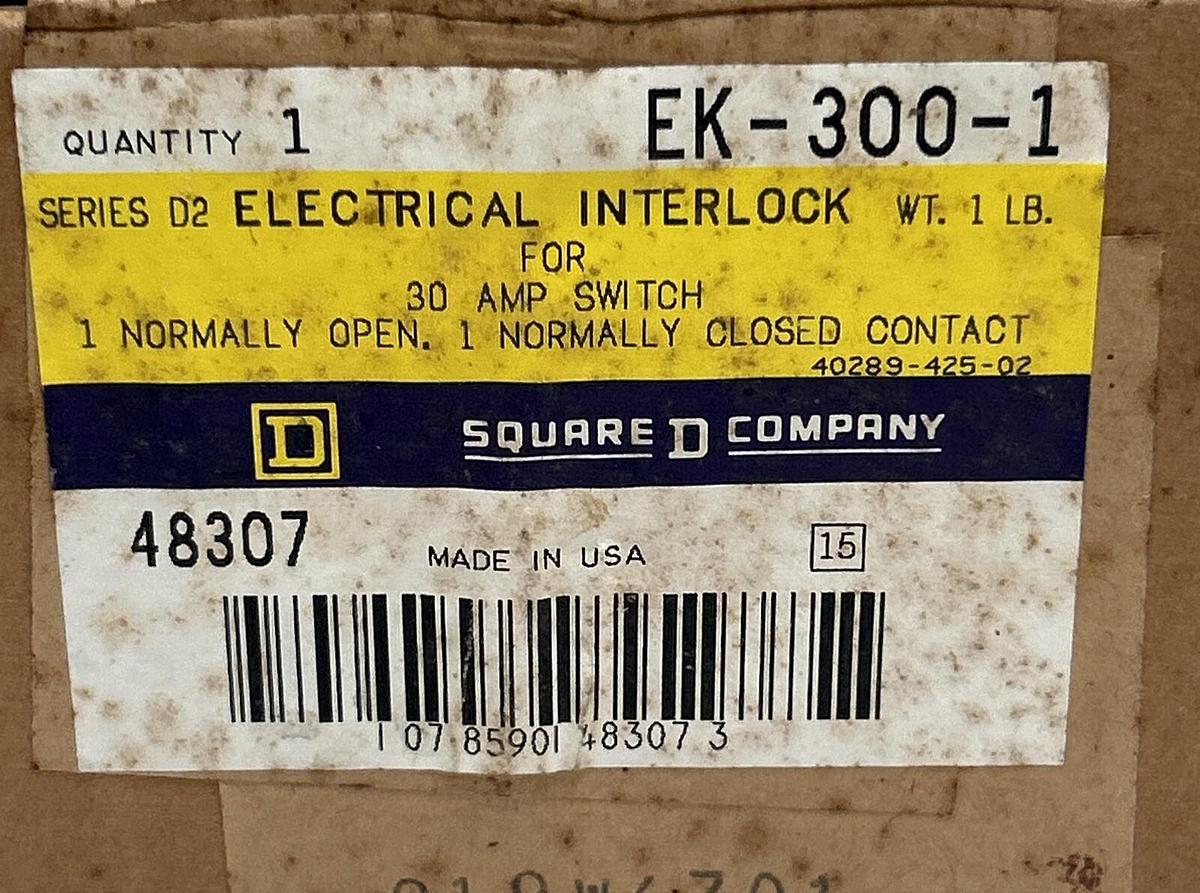 Used SQUARE D,EK-300-1,ELECTRICAL INTERLOCK NEW
