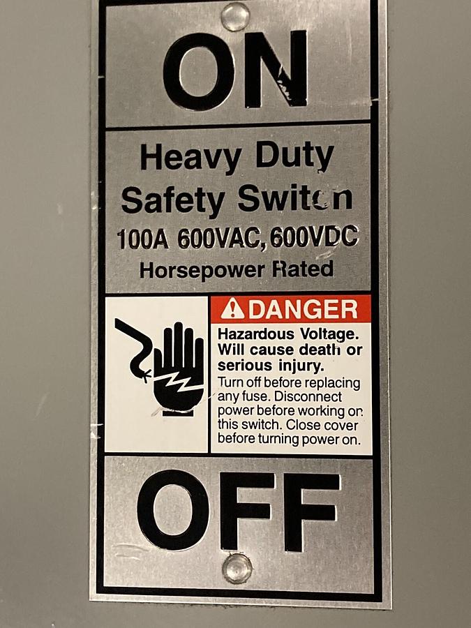 Used Siemens,HNF363,Non-Fusible Heavy Duty Safety Switch 100A 600VAC