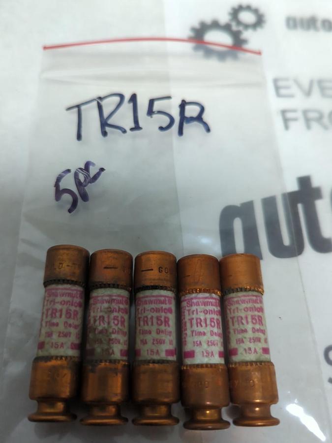 GOULD SHAWMUT,TR15R,TRI-ONIC 15 AMP FUSE LOT OF 5 NOS