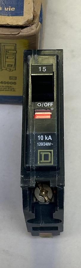 SQUARE D,QO115,CIRCUIT BREAKER 15A 120/240V 1P LOT OF 9 NOS