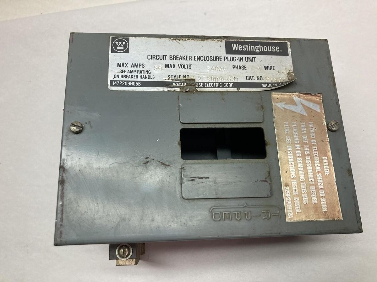 Used Westinghouse,P1N0P,3-Phase Circuit Breaker Plug-In Unit Enclosure 50A 240V