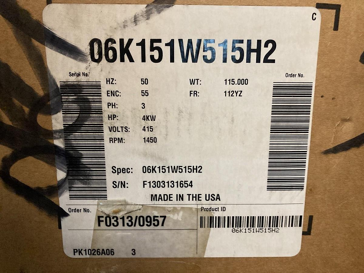 Baldor Reliance,06K151W515H2,4KW HP Pump Motor  1450RPM  415V  112YZ Frame