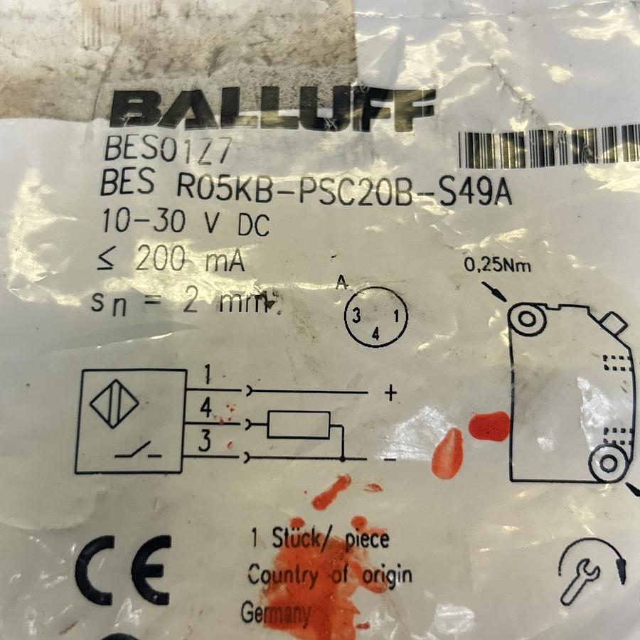 Used BALLUFF,BES R05KB-PSC20B-S49A,INDUCTIVE SENSOR NEW