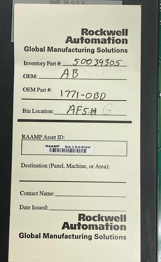 Used ALLEN BRADLEY,1771-OBD,OUTPUT MODULE REFURBISHED