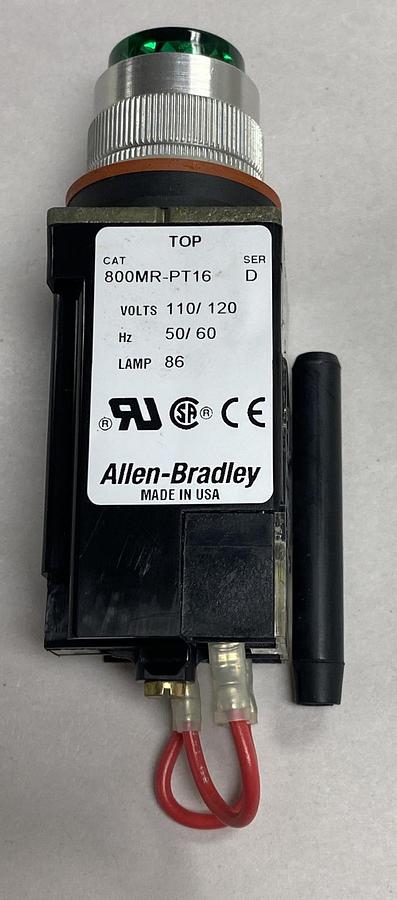 Used ALLEN-BRADLEY,800MR-PT16G,SMALL PILOT LIGHT GREEN LENS LOT OF 2 NOS