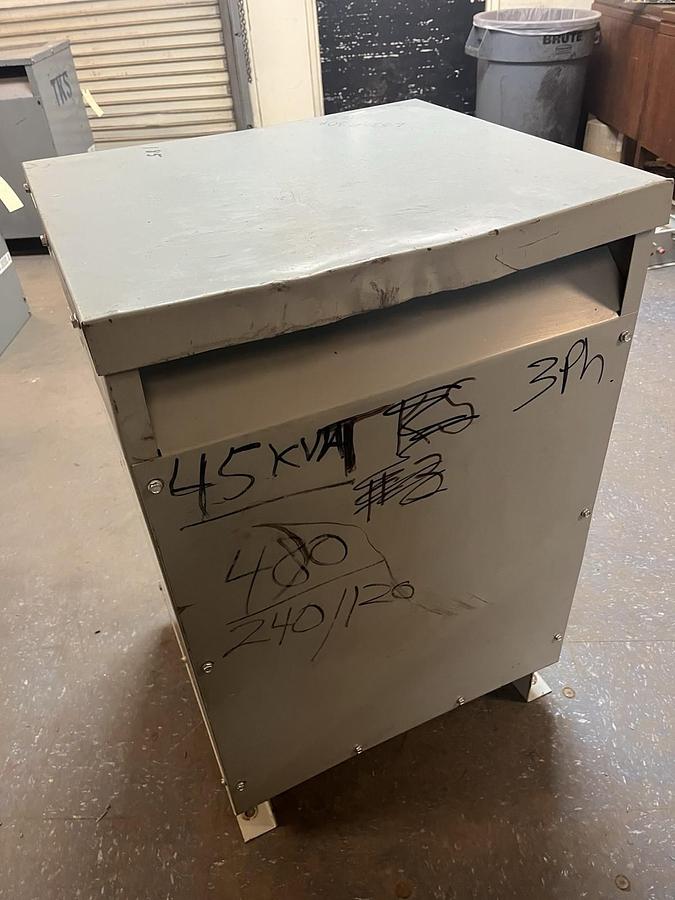 Used FEDERAL PACIFIC,T43T45E,DRY TYPE 3 PHASE TRANSFORMER 45KVA HV 480V LV 240/120