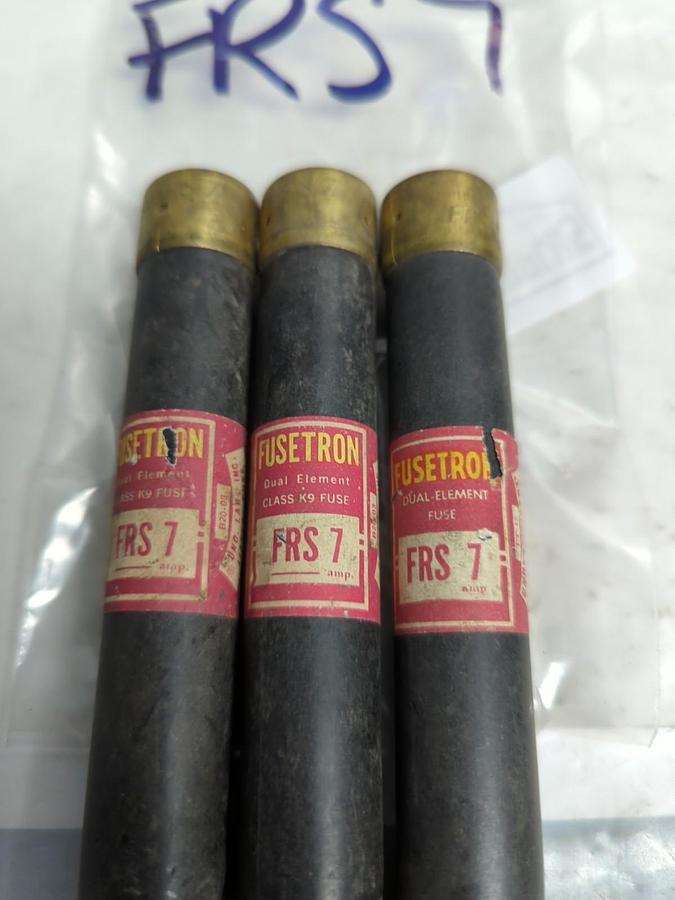 Used COOPER BUSSMANN,FRS 7,FUSETRON 7 AMP FUSE LOT OF 3 PRE-OWNED