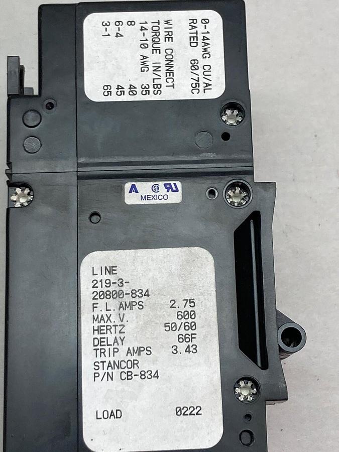 Senate-Airpax,291-3-20800-834,Circuit Breaker