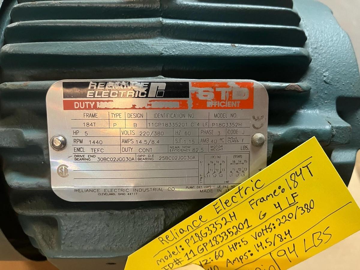 RELIANCE,P18G3352H,MOTOR 5HP 1440RPM 184T 220/380V