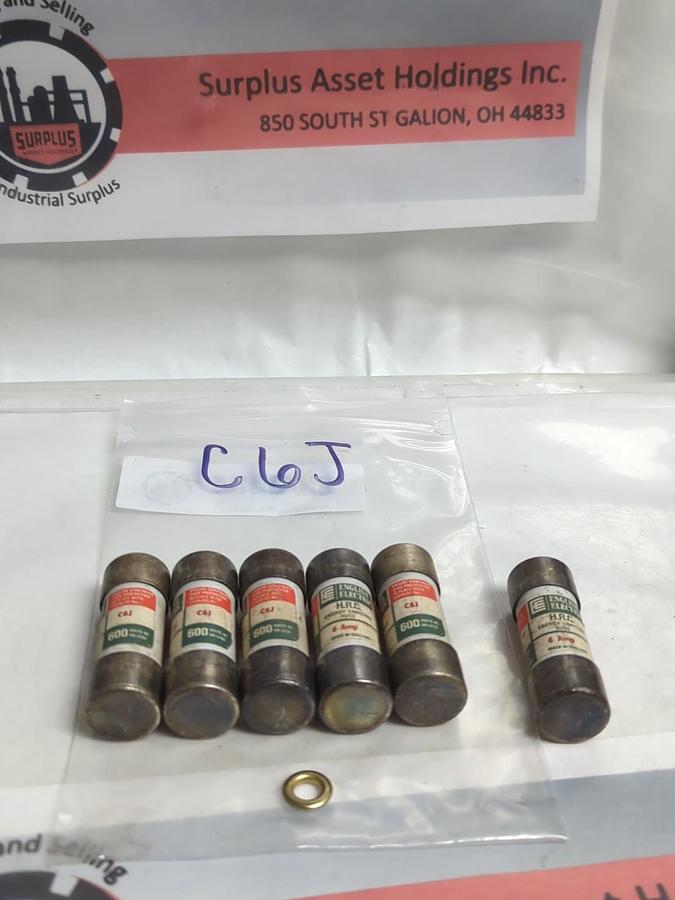 Used ENGLISH ELECTRIC,C6J,ENERGY LIMITING 6 AMP FUSE LOT OF 6 PRE-OWNED