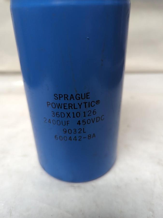 Used SPRAGUE,36DX10126,POWERLYTIC CAPACITOR 2400UF 450VDC PRE-OWNED