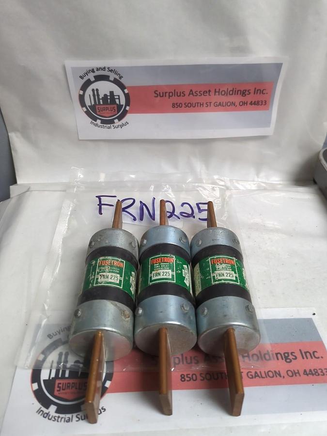 Used COOPER BUSSMANN,FRN-225,FUSETRON FUSE 225 AMP LOT OF 3 PRE-OWNED