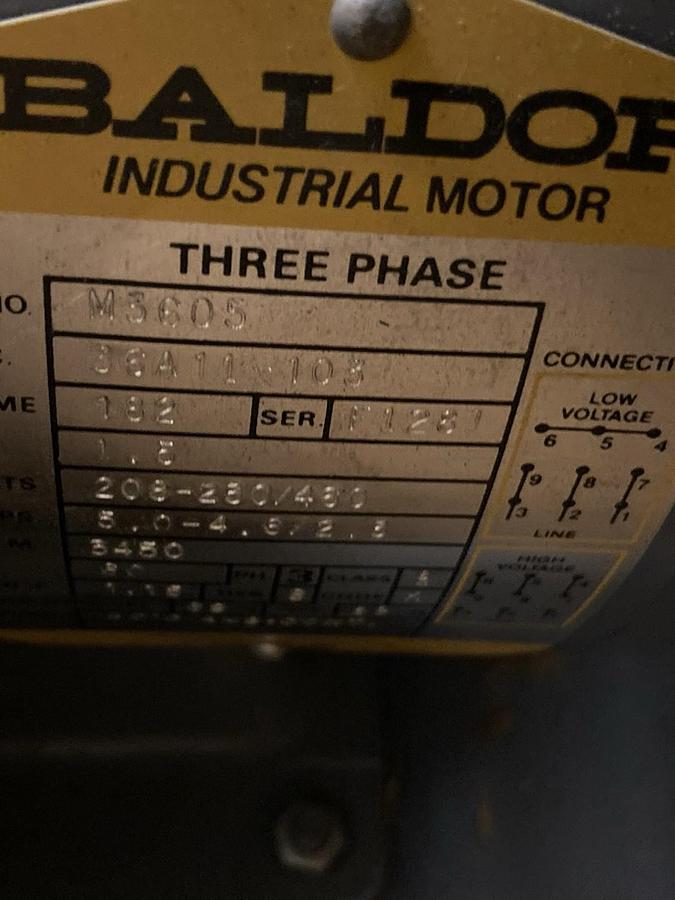 Baldor,M3605,3-Phase Motor 1.5hp 3450RPM 60Hz 460v Frame 182
