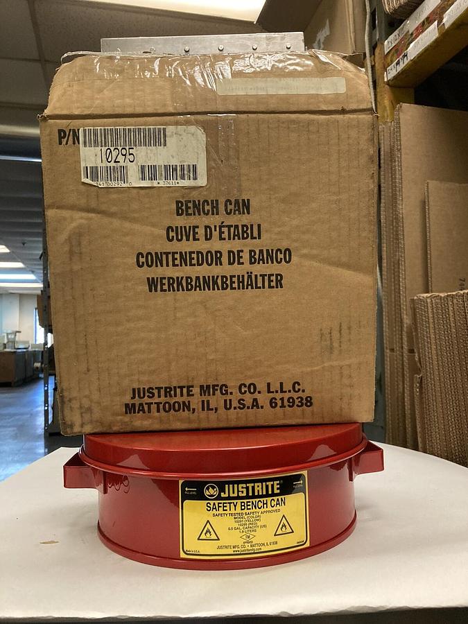 Justrite,102910.5,Safety Bench Can 10291 0.5 Gal. Capacity