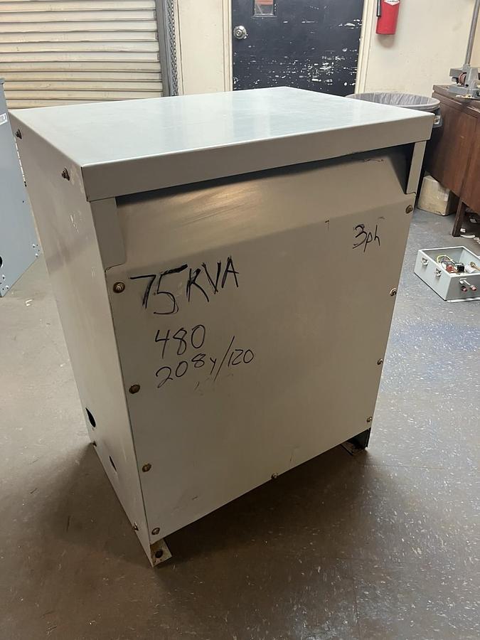 Used MGM,HT75A3B2SH,DRY TYPE 3PH TRANSFORMER 75KVA HV 480V LV 208Y/120V
