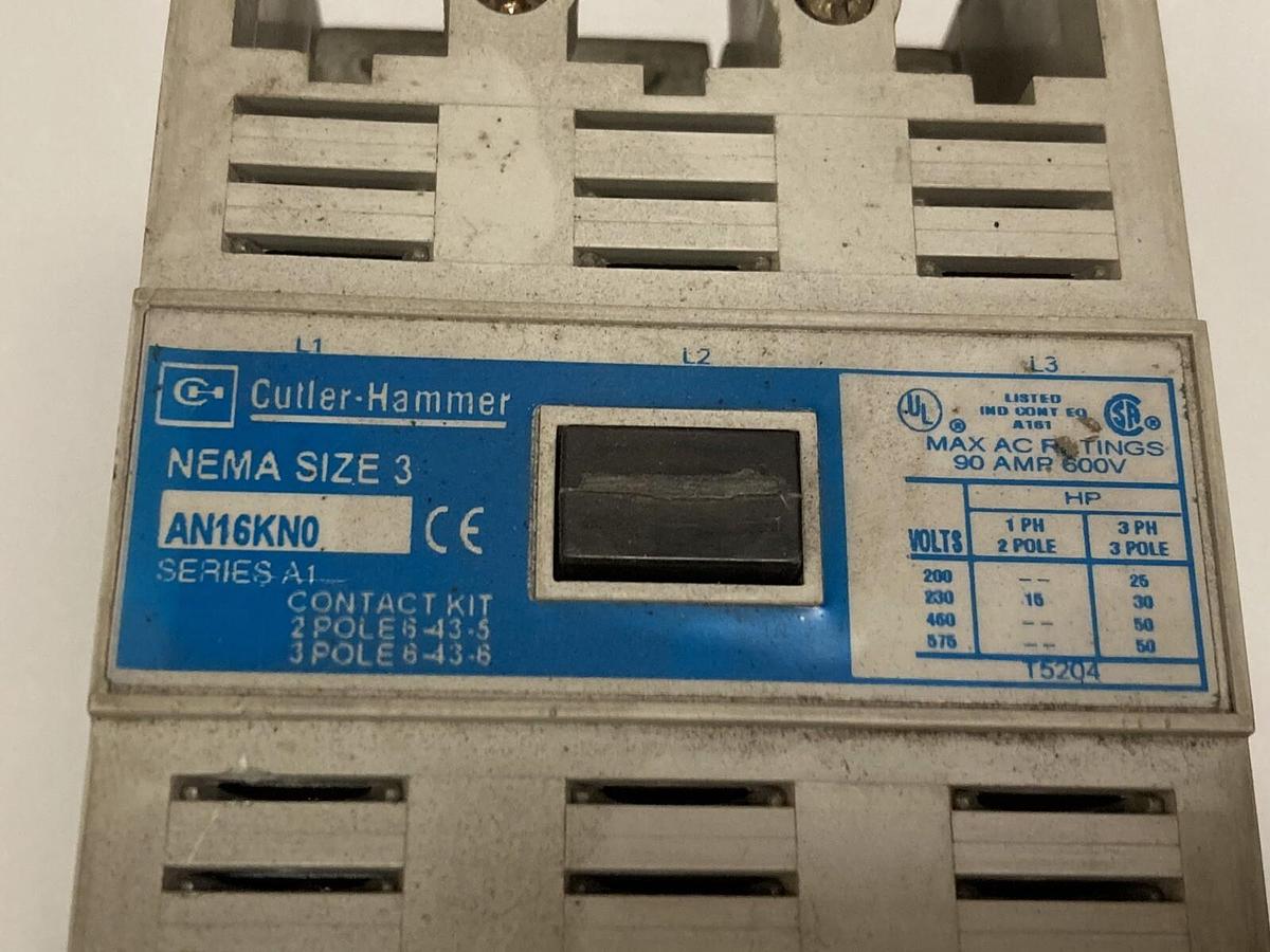 Used Cutler-Hammer,AN16KN0-Starter Nema Size 3 90A 600V