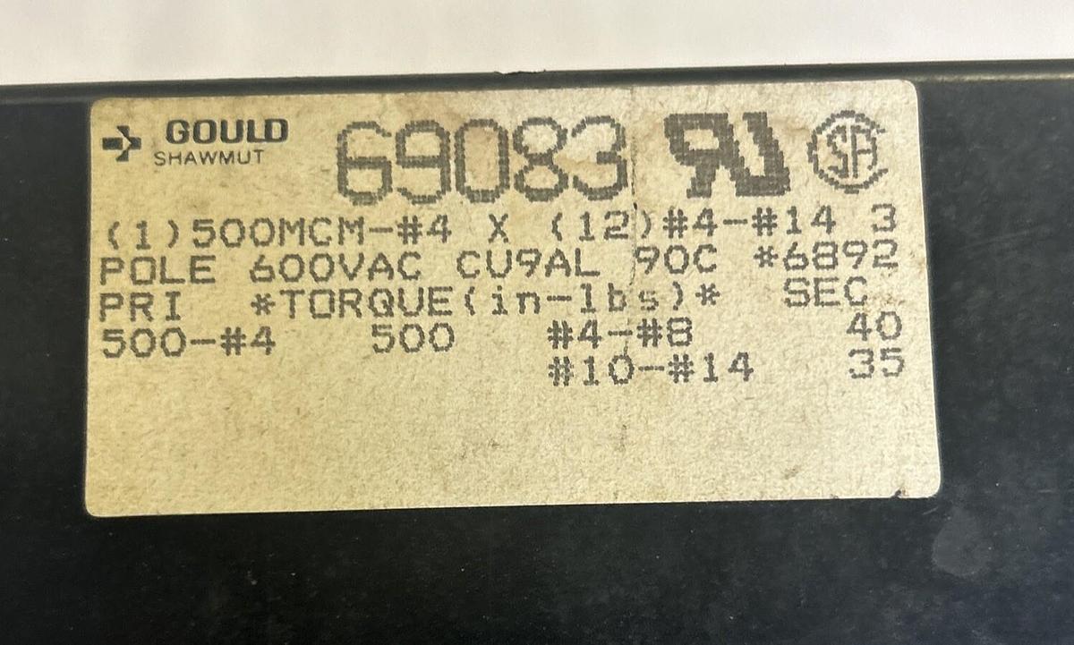 Used GOULD,69083,FUSE HOLDER 3 POLE