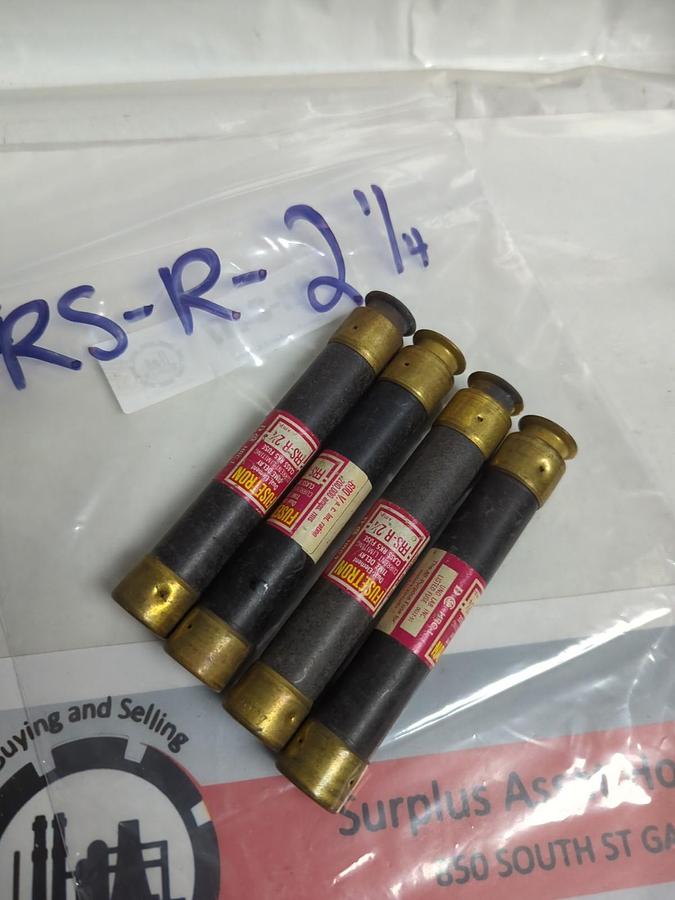 Used COOPER BUSSMANN,FRS-R-2-1/4,FUSETRON 2-1/4 AMP FUSE LOT OF 4 PRE-OWNED