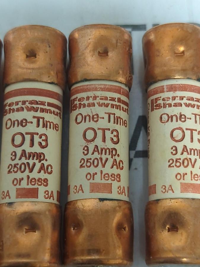 MERSEN,OT3,ONE TIME 3 AMP FUSES BOX OF 5 NOS