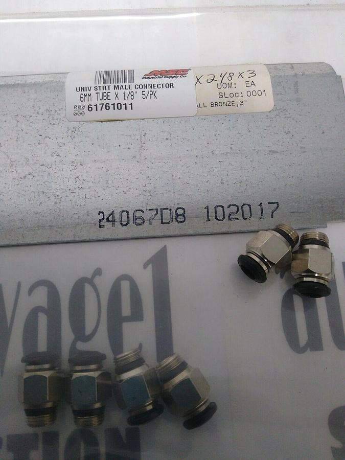 UNBRANDED,61761011,TUBE STRAIGHT MALE CONNECTOR 6MMX1/8 IN LOT OF 6