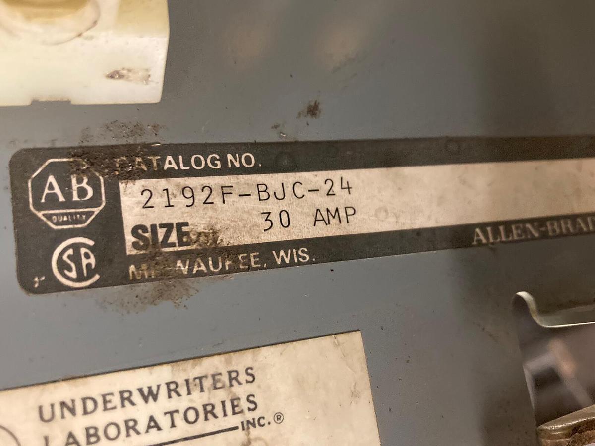 Used Allen-Bradley,2100 2192F,30 Amp 12 INCH Fused MCC Disconnect Feeder Bucket