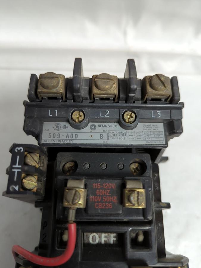 Used ALLEN BRADLEY,509-AOD,SERIES B MOTOR STARTER SIZE 0 PRE-OWNED