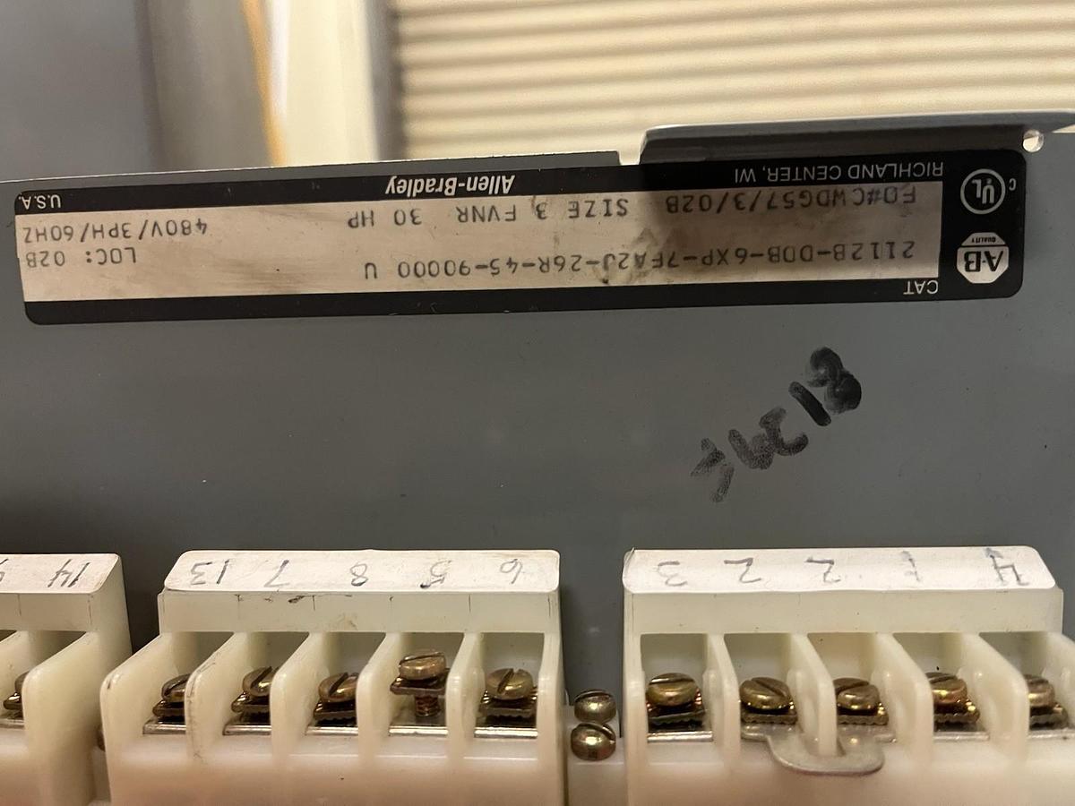 Used ALLEN BRADLEY,2112B,2100 SERIES SIZE 3 STARTER IEC OVERLOAD 32" FUSED MCC BUCKET