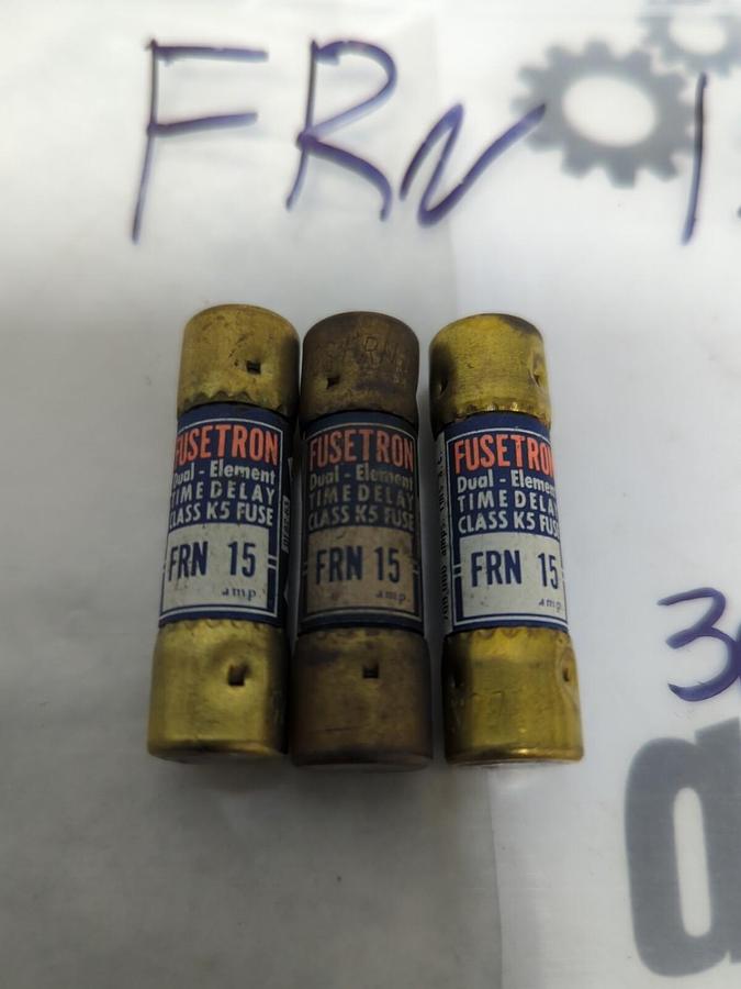COOPER BUSSMANN,FRN-15,FUSETRON 15 AMP FUSE LOT OF 3 NOS