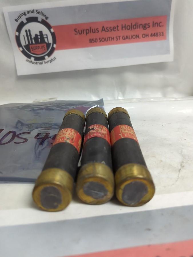 Used COOPER BUSSMANN,NOS-45,ONE-TIME FUSE 45 AMP LOT OF 3 PRE-OWNED
