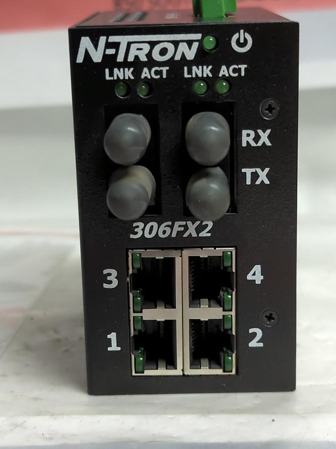 Used N-TRON,306FX2-ST,INDUSTRIAL ETHERNET SWITCH 10-30V .5A PRE-OWNED