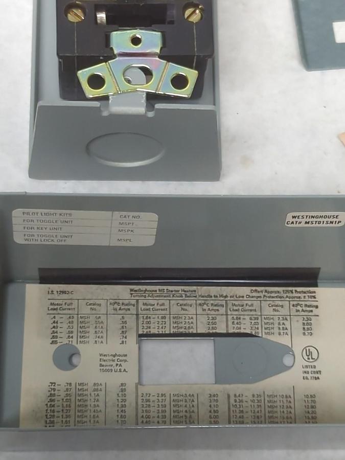 WESTINGHOUSE,MST01SN1P,STARTER WITH PILOT LIGHT 1-POLE NEMA 1 NEW