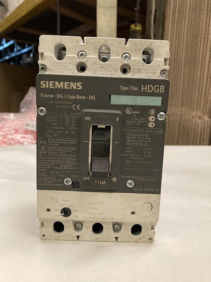 Used Siemens,HDK3B100,Circuit Breaker 110 Amp  3 Pole