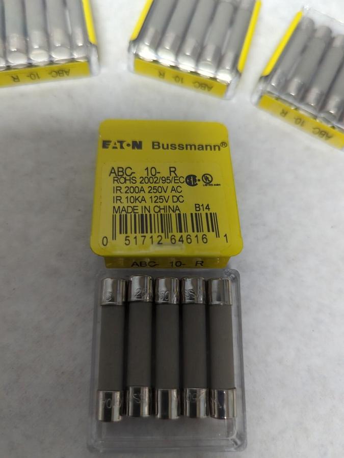 COOPER BUSSMANN,ABC-10-R,CARTRIDGE FUSE 10 AMP LOT OF 20 NOS