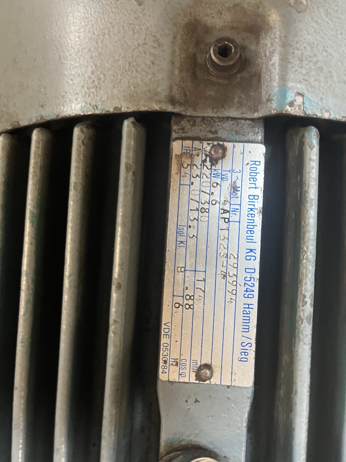 Used ROBERT BIRKENBEUL,4AP132S-4,MOTOR 6.6kW 1740RPM