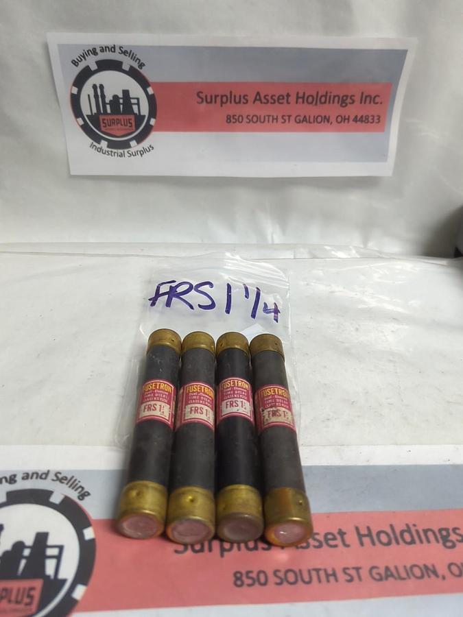 Used COOPER BUSSMANN,FRS-1-1/4,FUSETRON 1-1/4 AMP FUSE LOT OF 4 PRE-OWNED