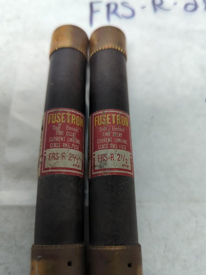 Used COOPER BUSSMANN,FRS-R-2-1/2,FUSETRON 2-1/2 AMP FUSE LOT OF 2 PRE-OWNED