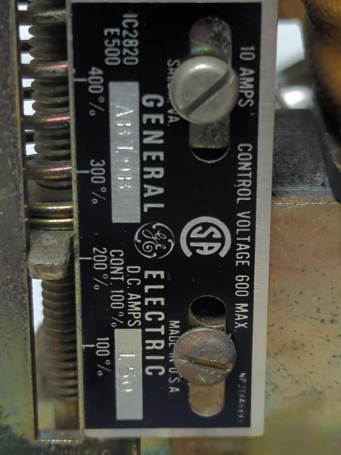 Used GE,IC2820 E500,AB19B OVERLOAD RELAY 150 AMP PRE-OWNED