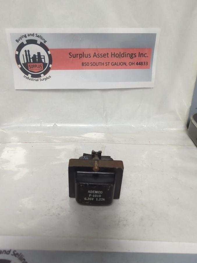 Used ADEMCO,P-1010,POWER TRANSFORMER 6.35V 1.27A PRE-OWNED