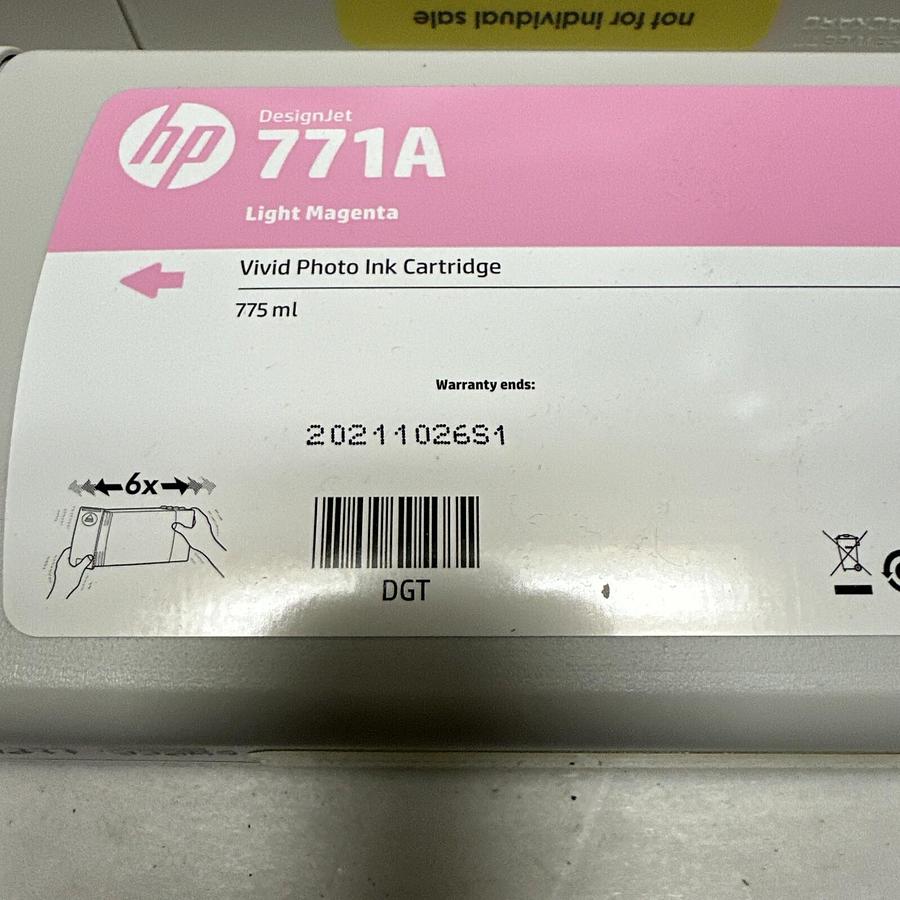 HP,B6Y19A,771A Light Magenta Ink Cartridge Box of 2 EXP 10/21