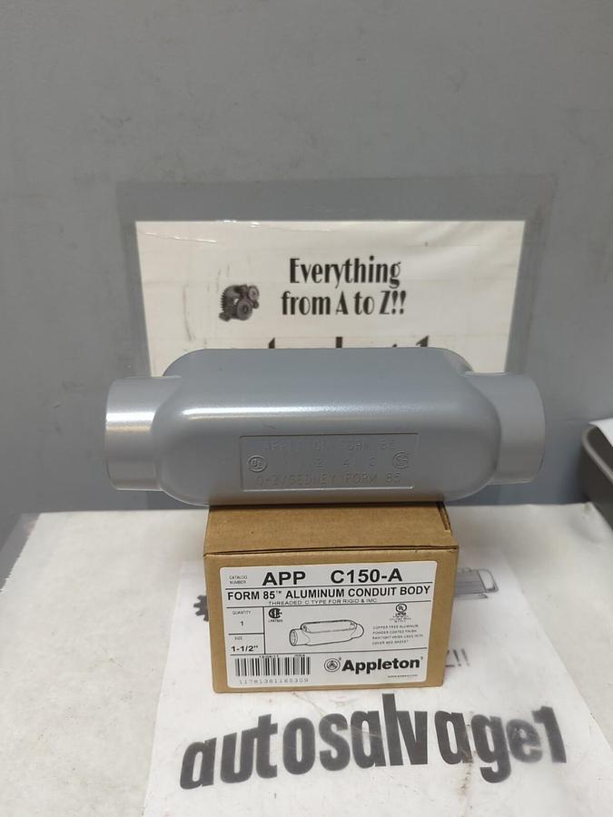 APPLETON,C150-A,1-1/2 INCH FORM 85 ALUMINUM CONDUIT BODY NEW