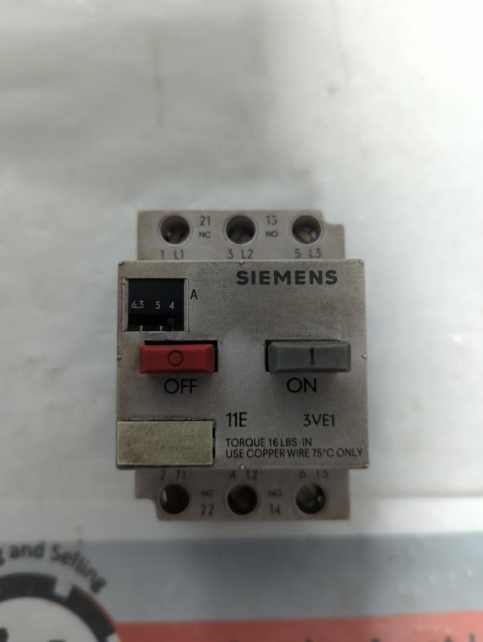 Used SIEMENS,3VE1010-2K,MOTOR STARTER PRE-OWNED