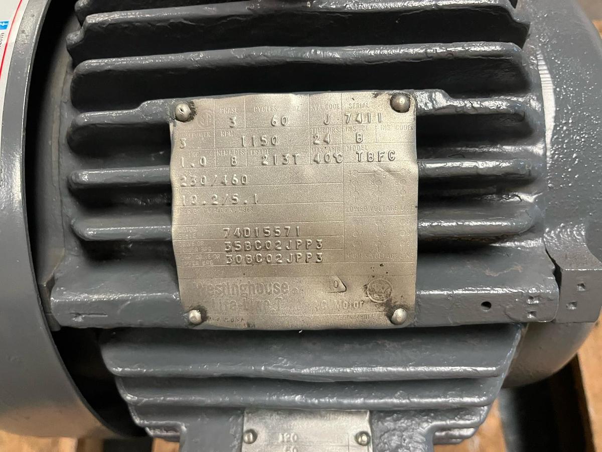 Used WESTINGHOUSE,TBFC,ELECTRIC MOTOR 3HP 1150RPM 3PH 213T