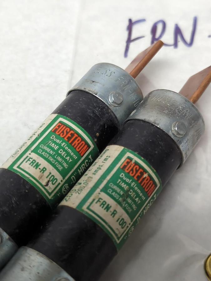 Used COOPER BUSSMANN,FRN-R-100,FUSETRON 100 AMP FUSE LOT OF 2 PRE-OWNED