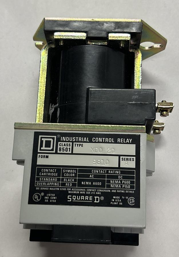 SQUARE D,8501XDO20,CONTROL RELAY NOS coil 230/250vdc